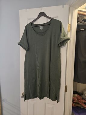 Wool& Sasha Merino Wool French Terry Dress in Thyme Green